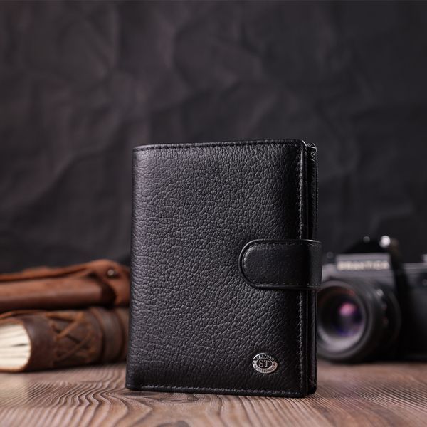 Солидный мужской бумажник из натуральной кожи ST Leather 22467 Черный 22467 фото