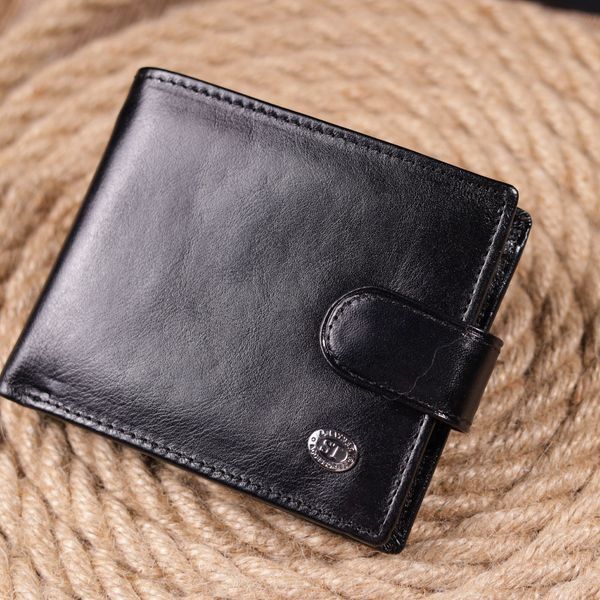Надежный мужской бумажник из натуральной гладкой кожи ST Leather 19408 Черный 19408 фото