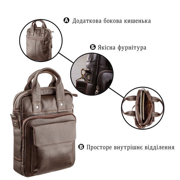 Качественная мужская сумка вертикального формата SHVIGEL 11168 под А4 Коричневая флотар 11168 фото