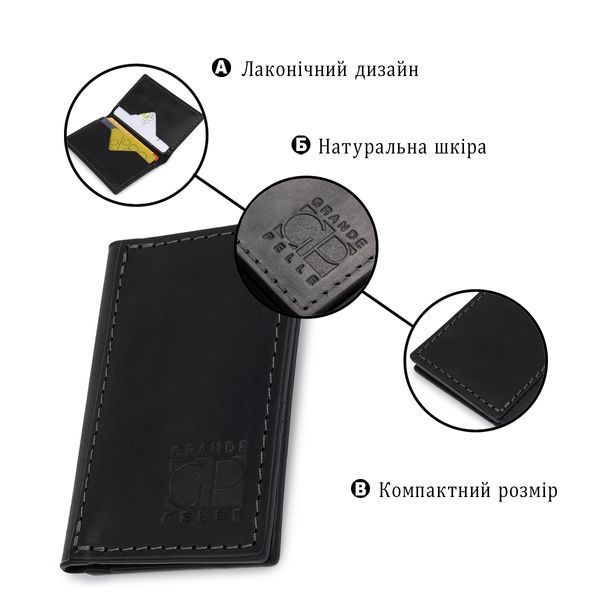 Кожаный компактный картхолдер GRANDE PELLE 11397 Черный 11397 фото