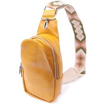 Зручна жіноча слінг сумка через плече з екошкіри Vintage sale_15118 Жовтий sale_15118 фото