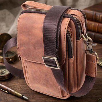 Компактная кожаная сумка для мужчин Vintage 22811 Коричневая 22811 фото
