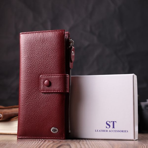 Вертикальний жіночий гаманець-клатч із натуральної шкіри ST Leather 22535 Бордовий 22535 фото