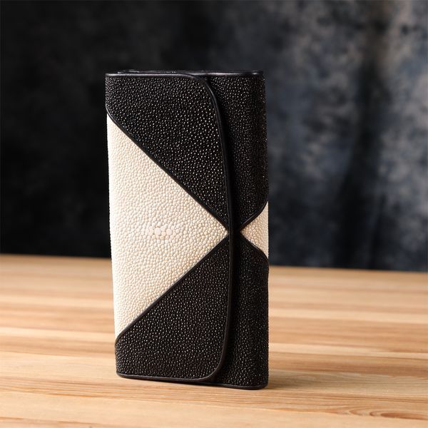 Гаманець жіночий STINGRAY LEATHER 18103 з натуральної шкіри морського ската Чорний 18103 фото