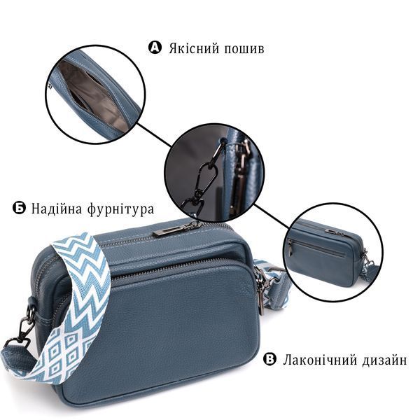 Цікава жіноча сумка крос-боді з натуральної шкіри Vintage 22297 Синя 22297 фото