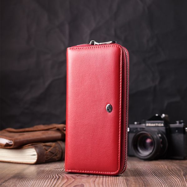 Стильный кошелек-клатч для женщин на одно отделение из натуральной кожи ST Leather 22561 Красный 22561 фото