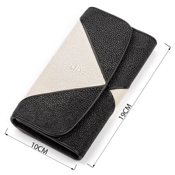 Гаманець жіночий STINGRAY LEATHER 18103 з натуральної шкіри морського ската Чорний 18103 фото