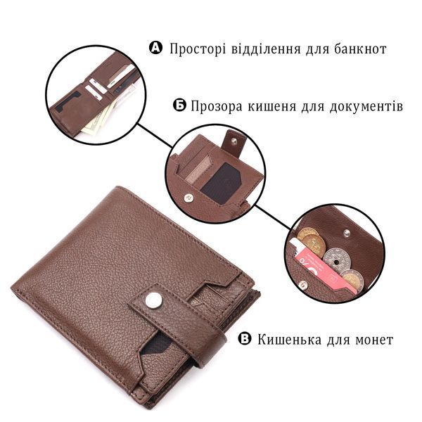 Практичний чоловічий гаманець із натуральної шкіри KARYA 21067 Коричневий 21067 фото