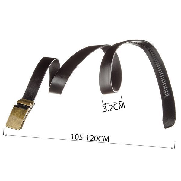 Ремень из натуральной кожи с ретро латунной автоматической пряжкой Vintage 20219 Черный 20219 фото