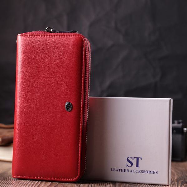 Стильный кошелек-клатч для женщин на одно отделение из натуральной кожи ST Leather 22561 Красный 22561 фото
