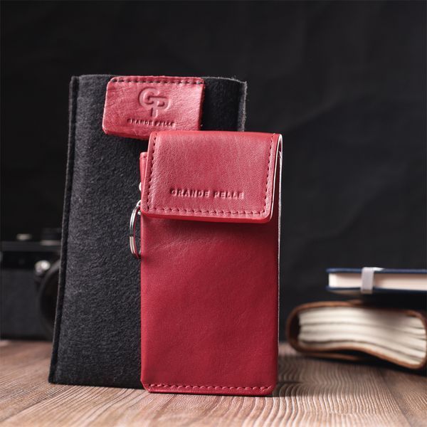 Яркая женская ключница футляр из натуральной кожи GRANDE PELLE 22569 Красный 22569 фото