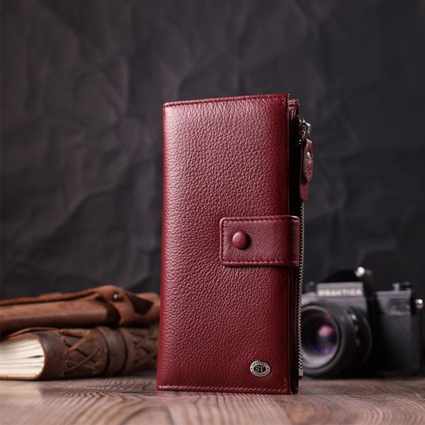 Вертикальний жіночий гаманець-клатч із натуральної шкіри ST Leather 22535 Бордовий 22535 фото