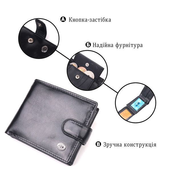 Класичний чоловічий гаманець із натуральної шкіри ST Leather 19407 Чорний 19407 фото