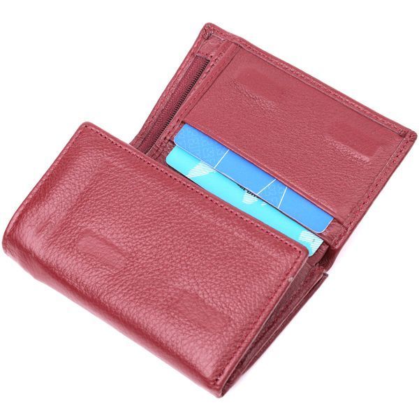 Шкіряний жіночий гаманець у три додавання ST Leather 22489 Бордовий 22489 фото