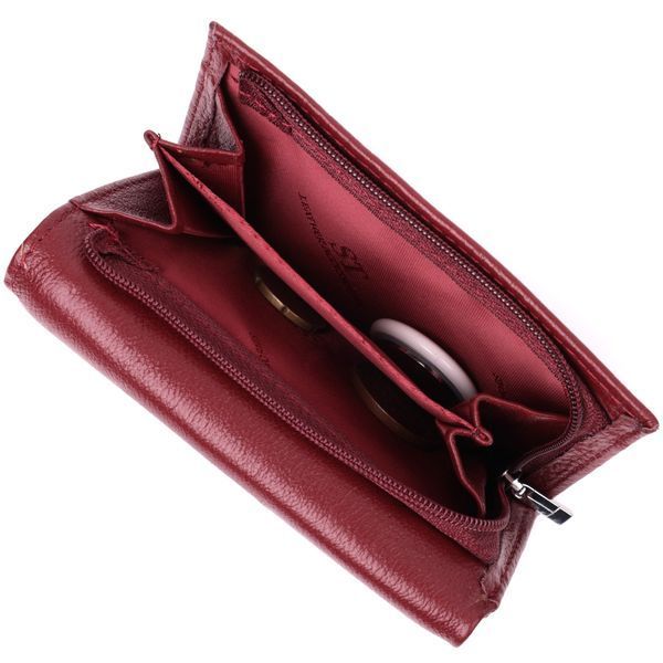 Шкіряний жіночий гаманець у три додавання ST Leather 22489 Бордовий 22489 фото