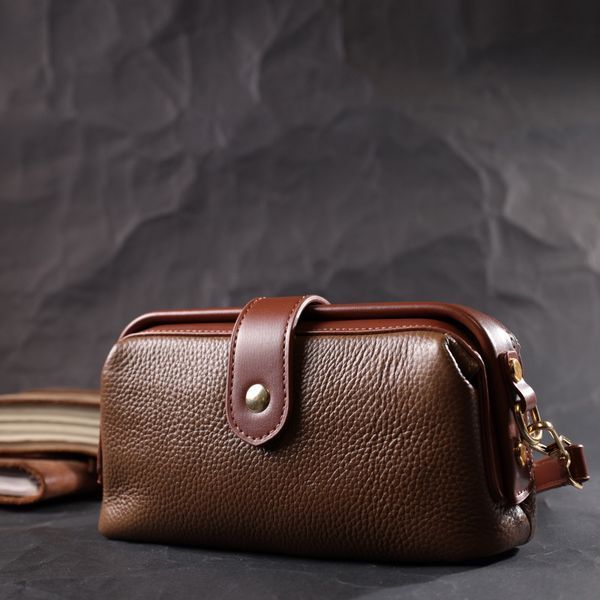 Красивий клатч з цікавою клямкою з натуральної шкіри Vintage 22425 Коричневий 22425 фото