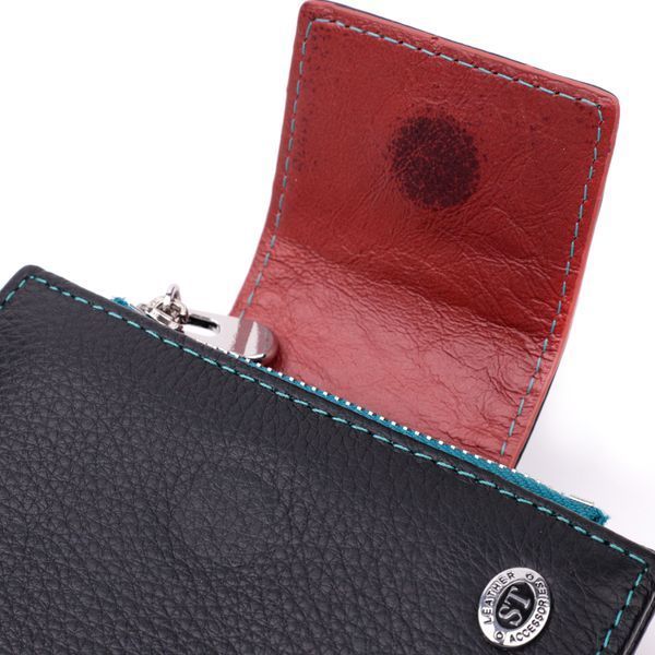 Портмоне для женщин в классическом цвете с интересной монетницей ST Leather 19449 Черный 19449 фото