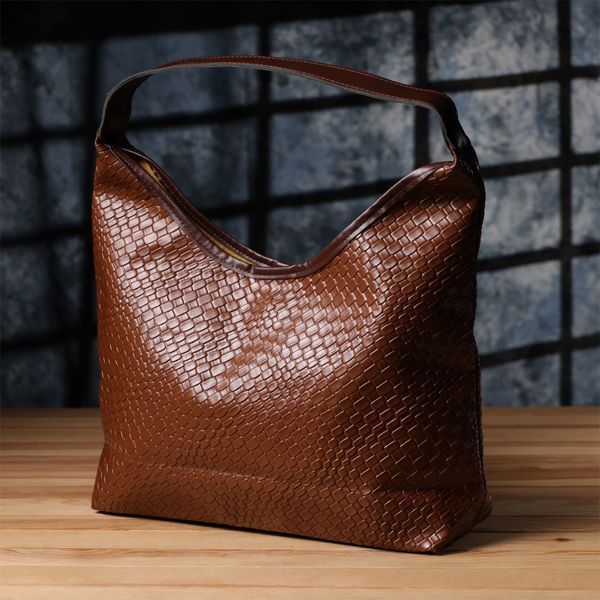 Жіноча сумка з переплетеної екошкіри Vintage sale_15142 Коричневий sale_15142 фото