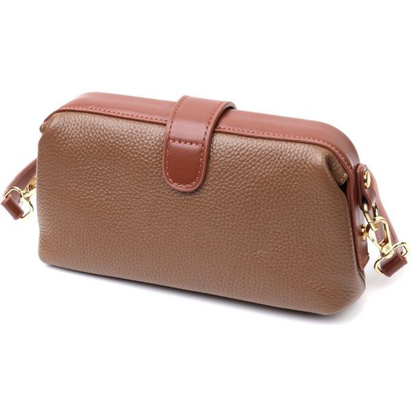 Красивий клатч з цікавою клямкою з натуральної шкіри Vintage 22425 Коричневий 22425 фото