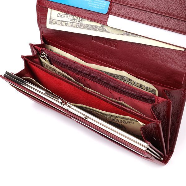 Елегантний гаманець у два складення з натуральної шкіри ST Leather 23065 Бордовий 23065 фото