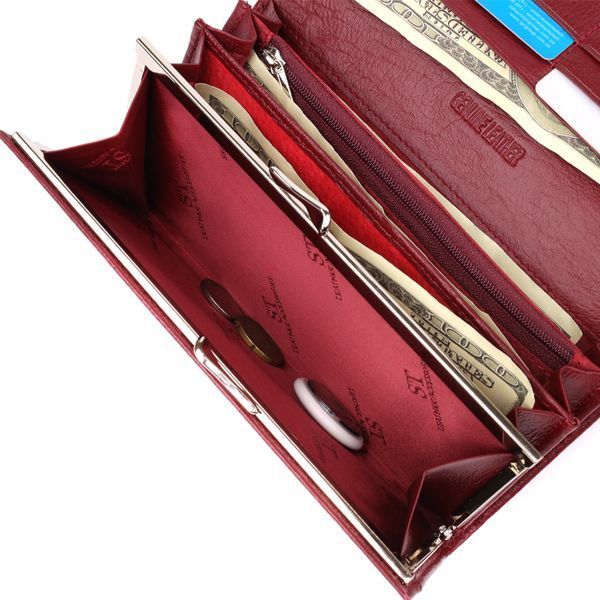 Елегантний гаманець у два складення з натуральної шкіри ST Leather 23065 Бордовий 23065 фото