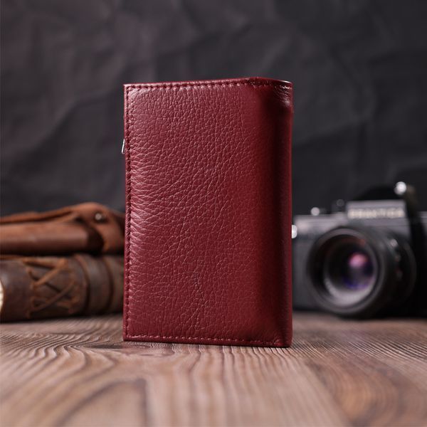 Шкіряний жіночий гаманець у три додавання ST Leather 22489 Бордовий 22489 фото