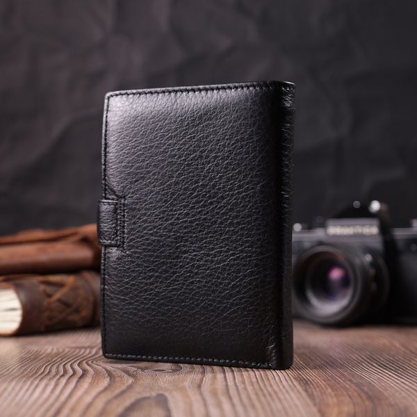 Практичный мужской бумажник с блоком под документы из натуральной кожи ST Leather 22478 Черный 22478 фото