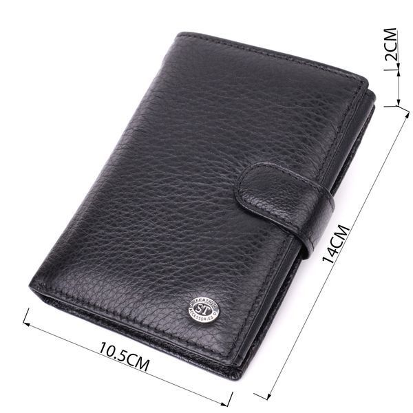 Практичный мужской бумажник с блоком под документы из натуральной кожи ST Leather 22478 Черный 22478 фото