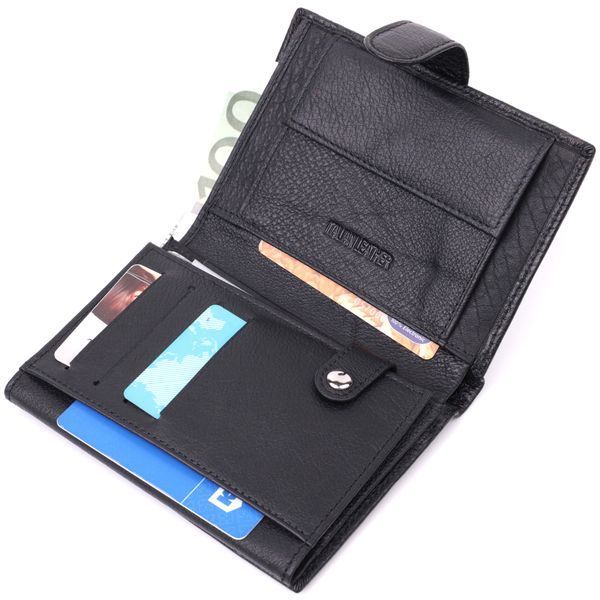 Практичный мужской бумажник с блоком под документы из натуральной кожи ST Leather 22478 Черный 22478 фото