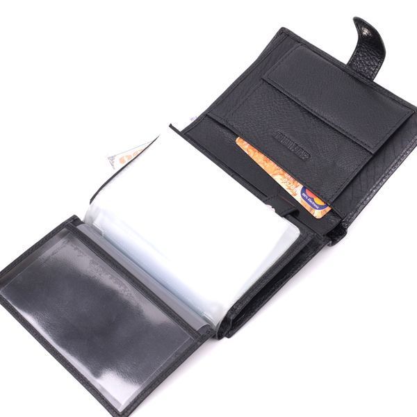 Практичный мужской бумажник с блоком под документы из натуральной кожи ST Leather 22478 Черный 22478 фото