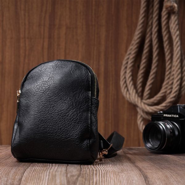 Невелика жіноча сумка через плече на два відділення з екошкіри Vintage 22784 Чорний 22784 фото