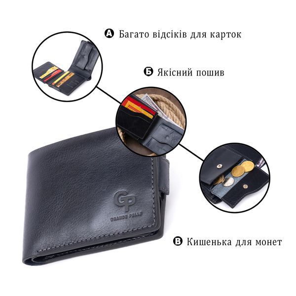 Функціональне тонке портмоне GRANDE PELLE 11323 Синє 11323 фото