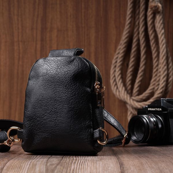 Невелика жіноча сумка через плече на два відділення з екошкіри Vintage 22784 Чорний 22784 фото