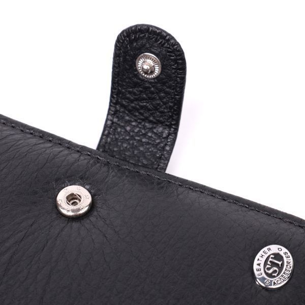Практичный мужской бумажник с блоком под документы из натуральной кожи ST Leather 22478 Черный 22478 фото