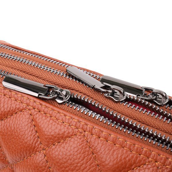 Жіноча сумка прошита модними ромбами з натуральної шкіри Vintage sale_15143 Рудий sale_15143 фото