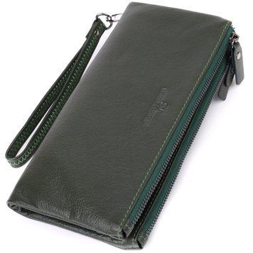 Красивий шкіряний гаманець на три відділення ST Leather 23110 Зелений 23110 фото