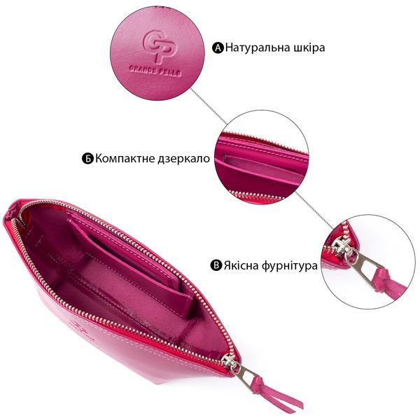 Жіноча косметичка зі шкіри Amelin GRANDE PELLE 11301 Фуксія 11301 фото