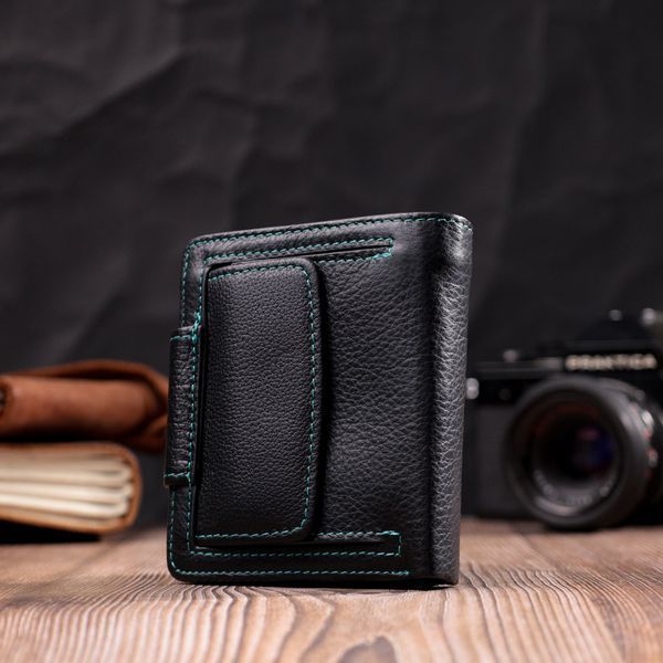 Шкіряний стильний гаманець з монетницею зовні ST Leather 19454 Чорний 19454 фото