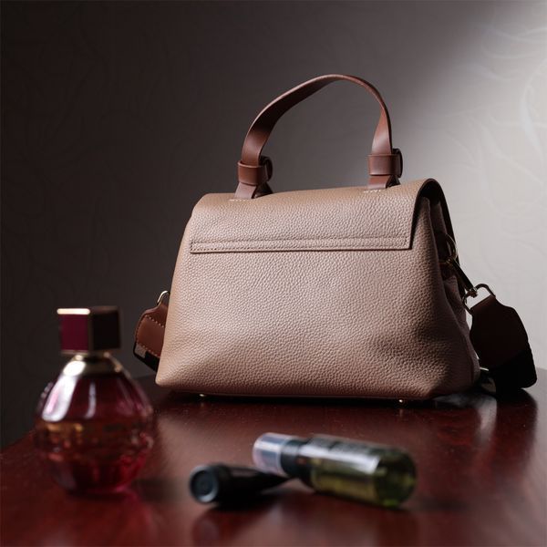 Ділова сумка для жінок з короткою ручкою з натуральної шкіри Vintage 22668 Коричнева 22668 фото