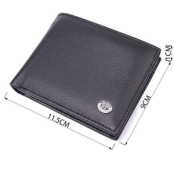 Компактное мужское портмоне из натуральной кожи ST Leather 22486 Черный 22486 фото