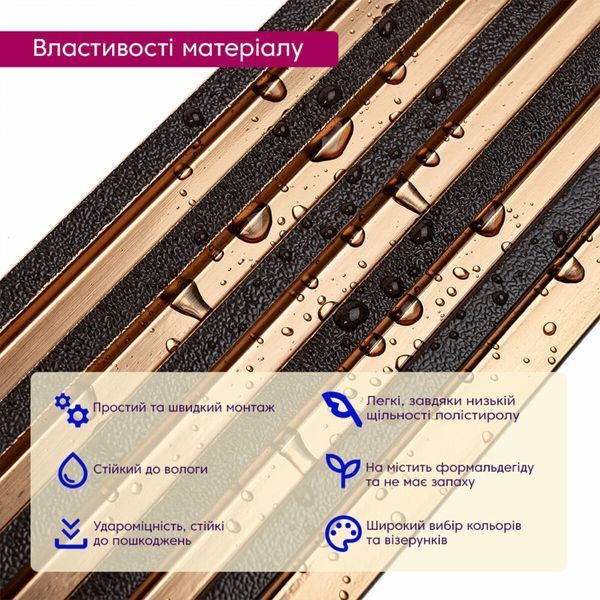Рейка декоративная PS 2900х120х12мм Под коричневую кожу с бронзой SW-00002135 SW-00002135 фото