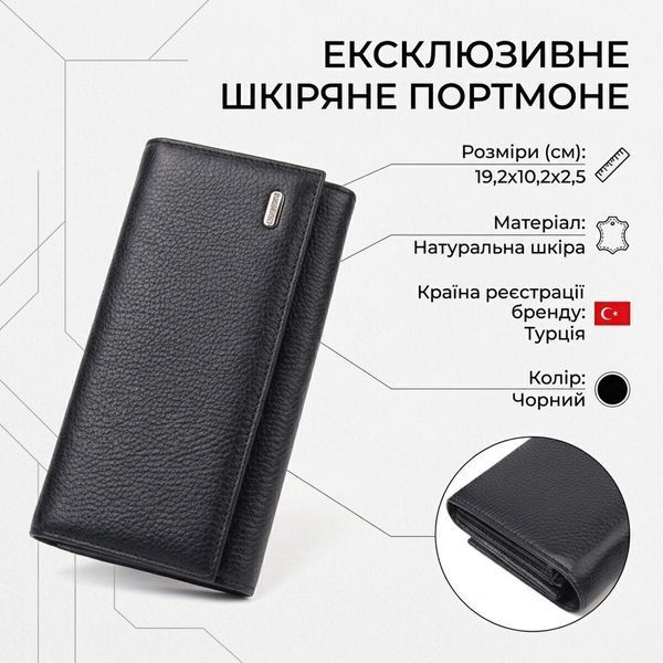 Жіночий шкіряний гаманець для карток купюр та монет CANPELLINI 21529 Чорний 21529 фото