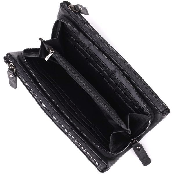 Практичный кожаный кошелек на три отделения ST Leather 23111 Черный 23111 фото