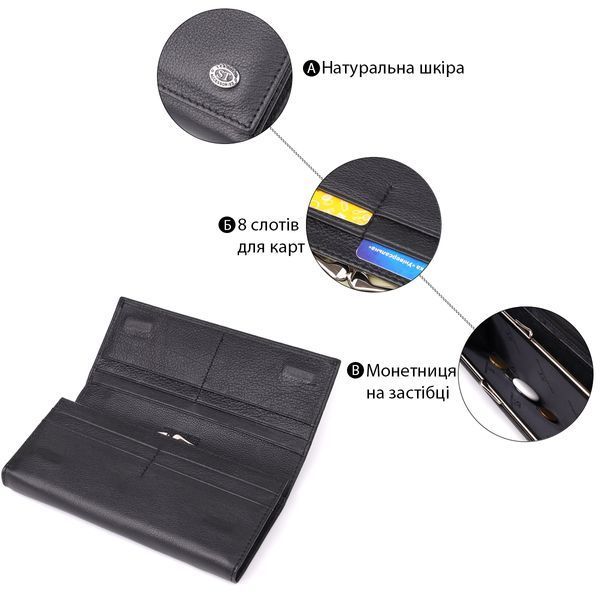 Солидный женский кошелек из натуральной кожи ST Leather 23088 Черный 23088 фото