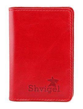 Кожаная яркая визитница Shvigel 00116 красная 00116 фото