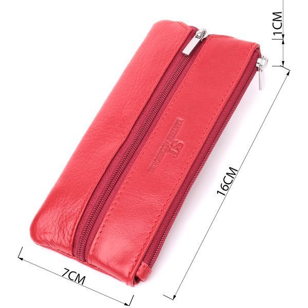 Яркая кожаная ключница на молнии ST Leather 22557 Красный 22557 фото