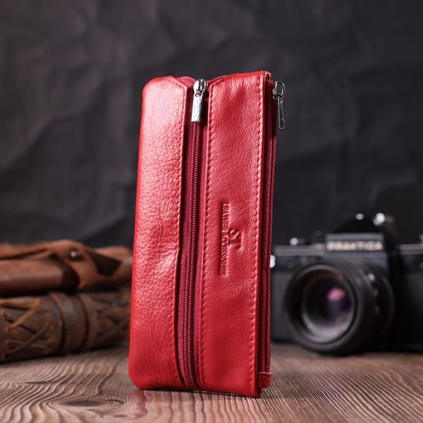 Яркая кожаная ключница на молнии ST Leather 22557 Красный 22557 фото