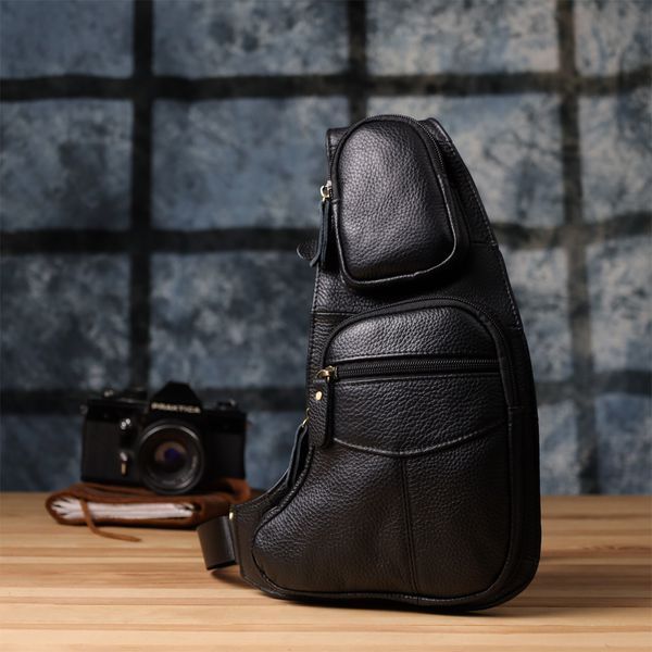 Сумка для мужчин с большим количеством карманов из натуральной кожи Vintage 22957 Черный 22957 фото