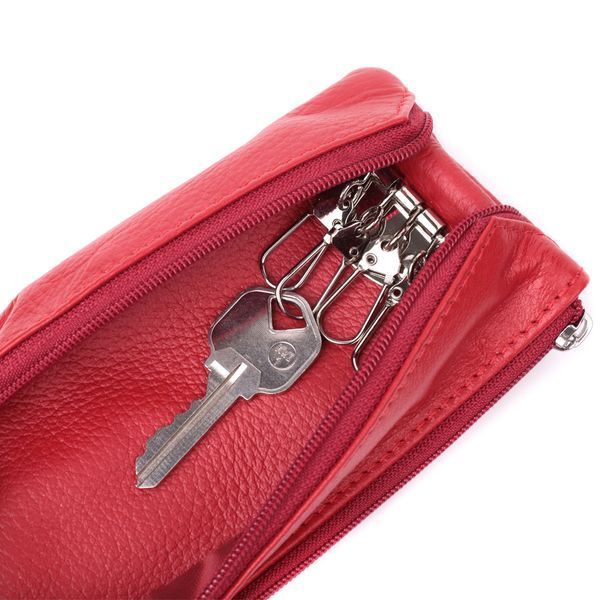 Яркая кожаная ключница на молнии ST Leather 22557 Красный 22557 фото