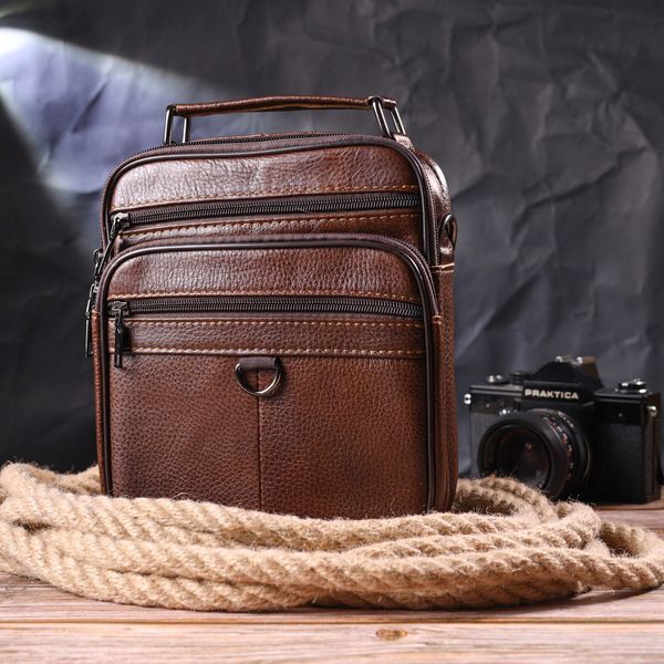 Чудова чоловіча сумка з натуральної шкіри 21279 Vintage Коричнева 21279 фото